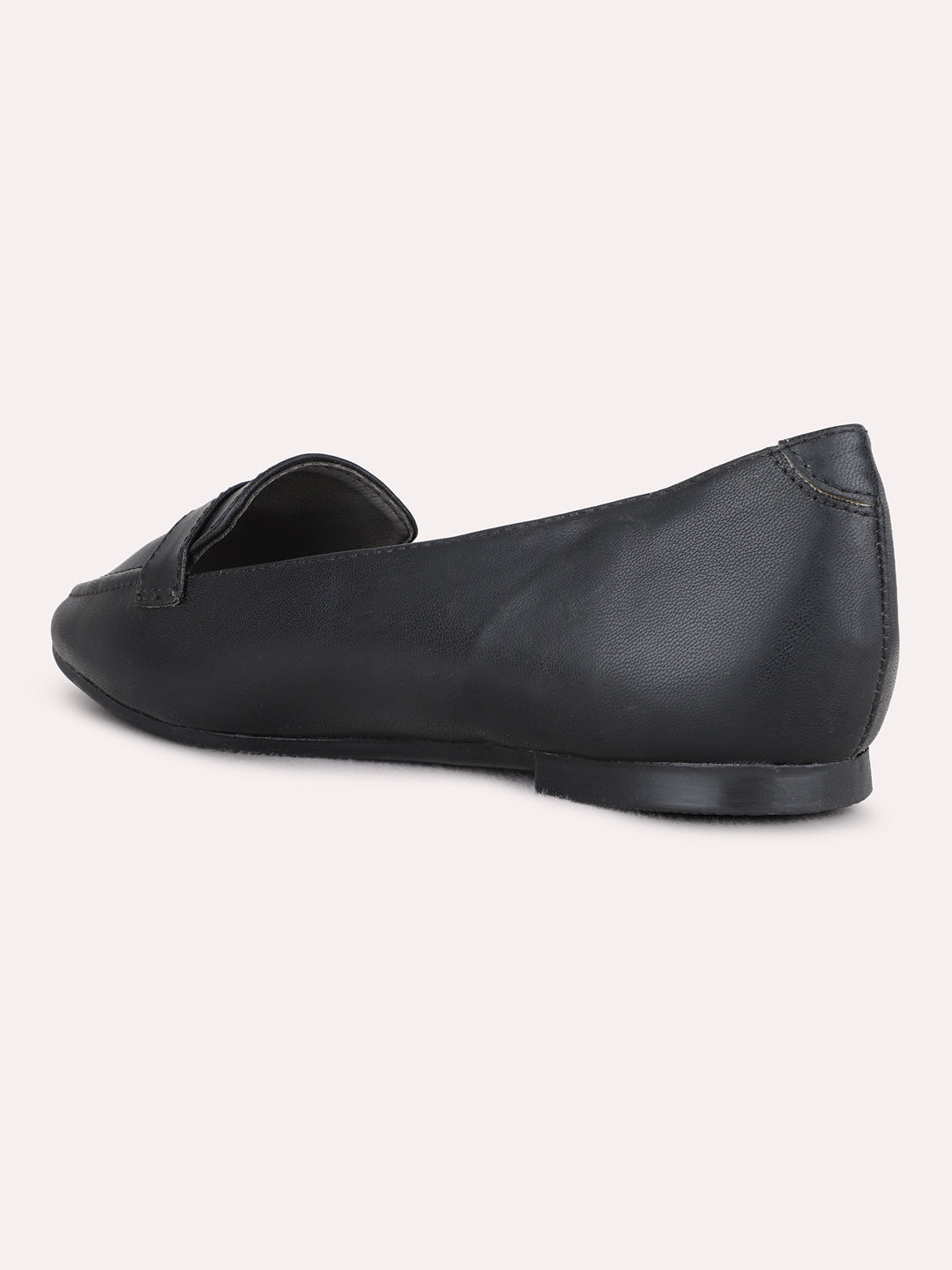 Womens Black Casual Solid Pointed Flat Ballerinas