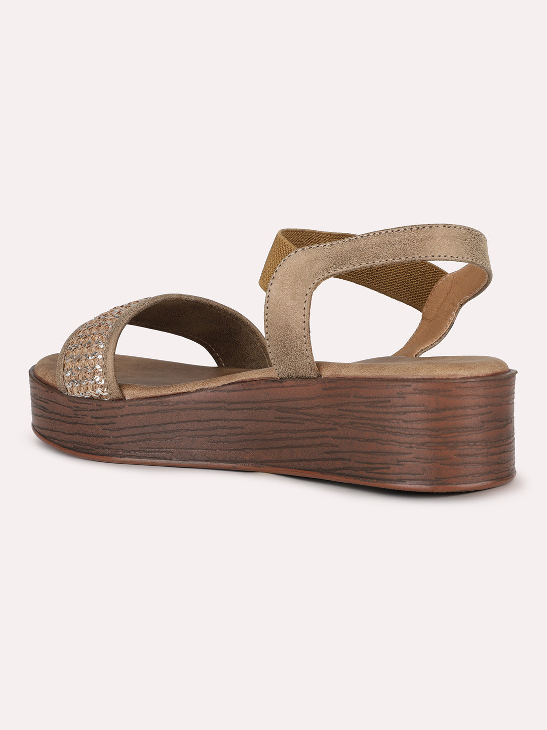 Women Brown Party Wear Solid Round Toe Sandals