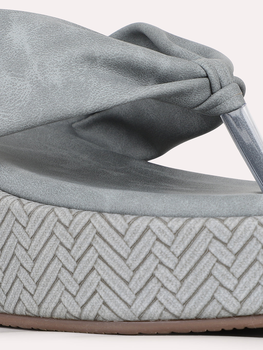 Womens Grey Solid Round Toe Party Wear Wedge Heels Sandals