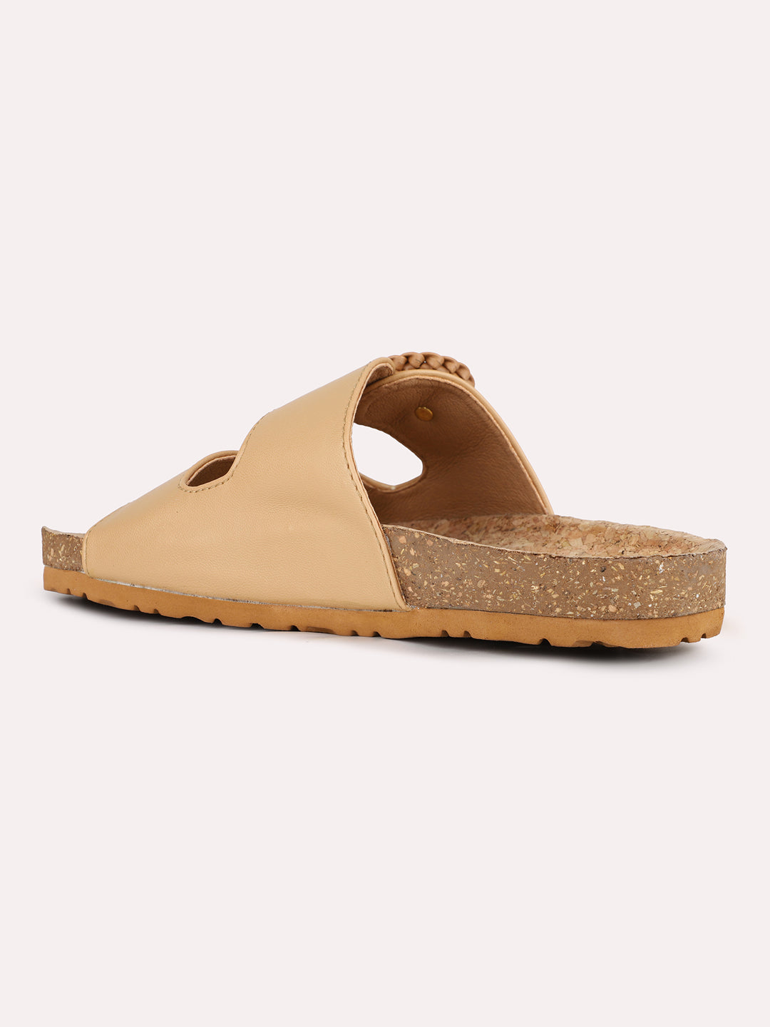 Women Beige Party Wear Solid Open Toe Slip-On Sandals