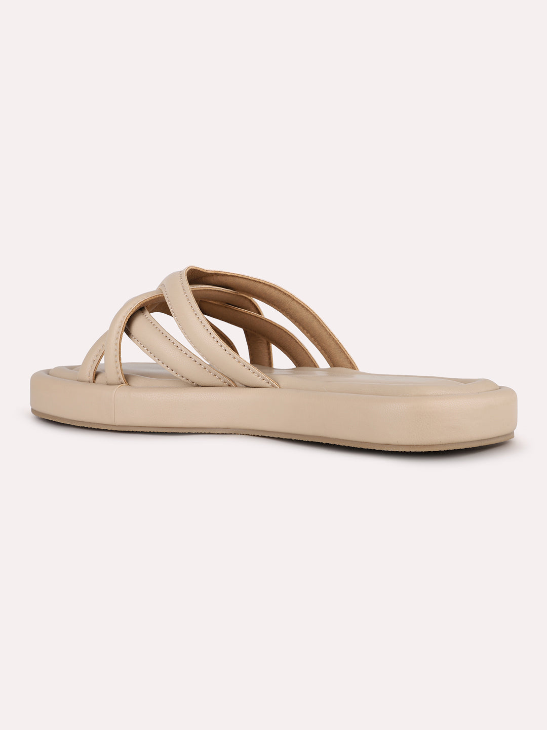 Women Beige Party Wear Solid Open Toe Slip-On Flats