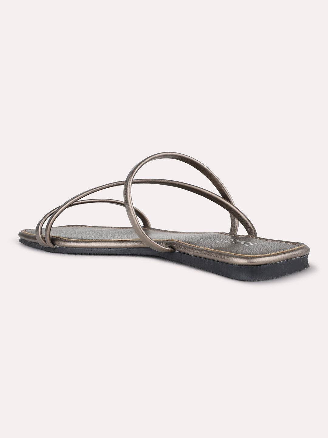 Womens Pewter Casual Striped Open Toe Flats