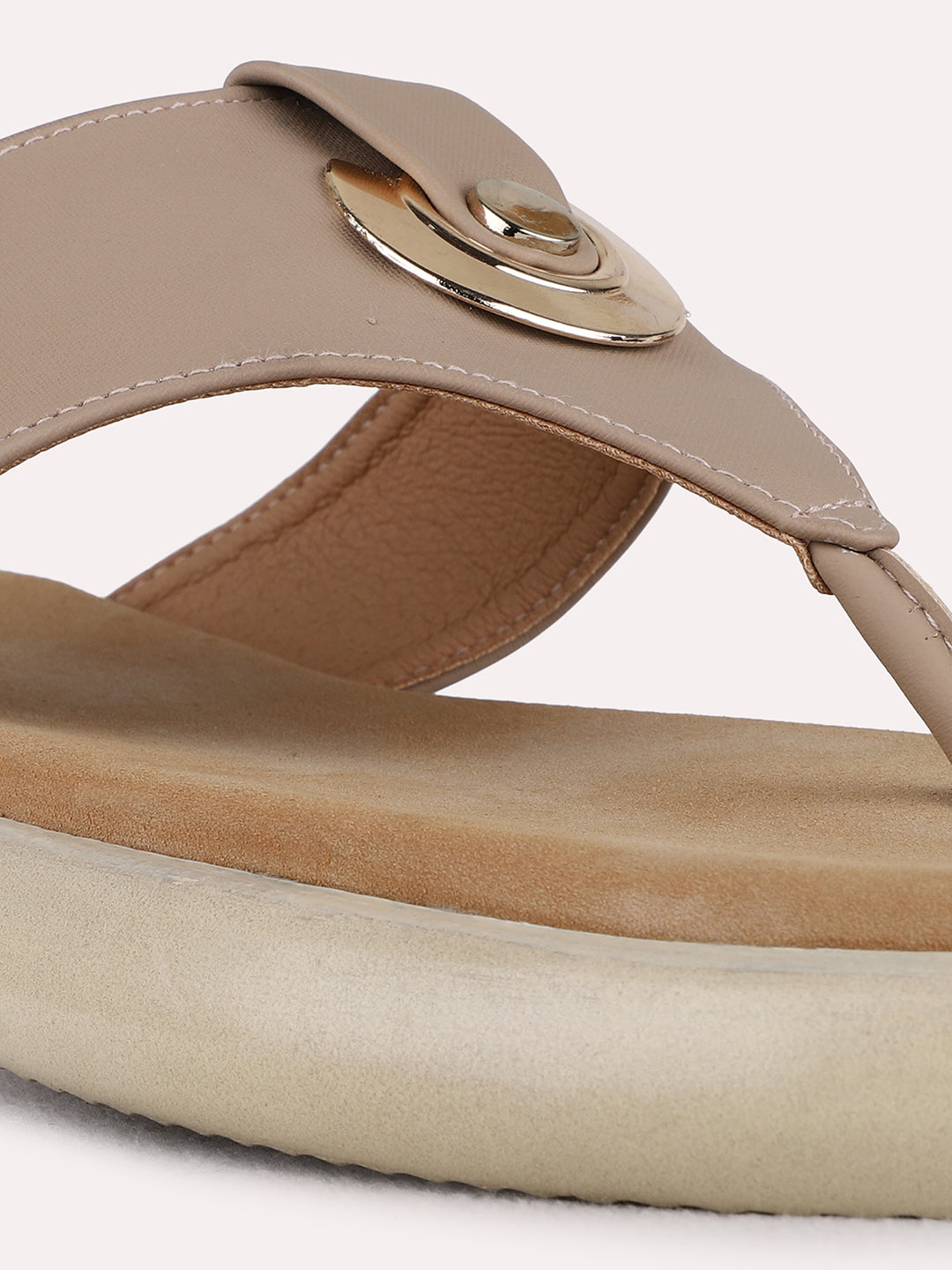Womens Beige Casual Solid Round Toe Platform Heels
