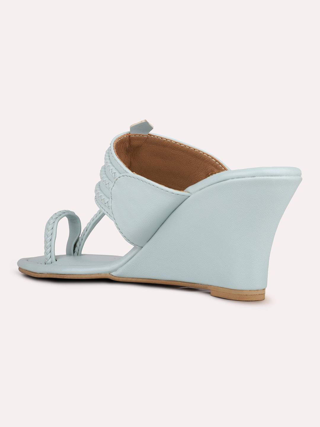 Womens Blue Party Wear Kolhapuri Wedge Heel Sandals