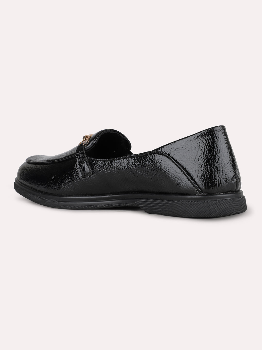 Women Black Casual Solid Pointed Toe Moccasin