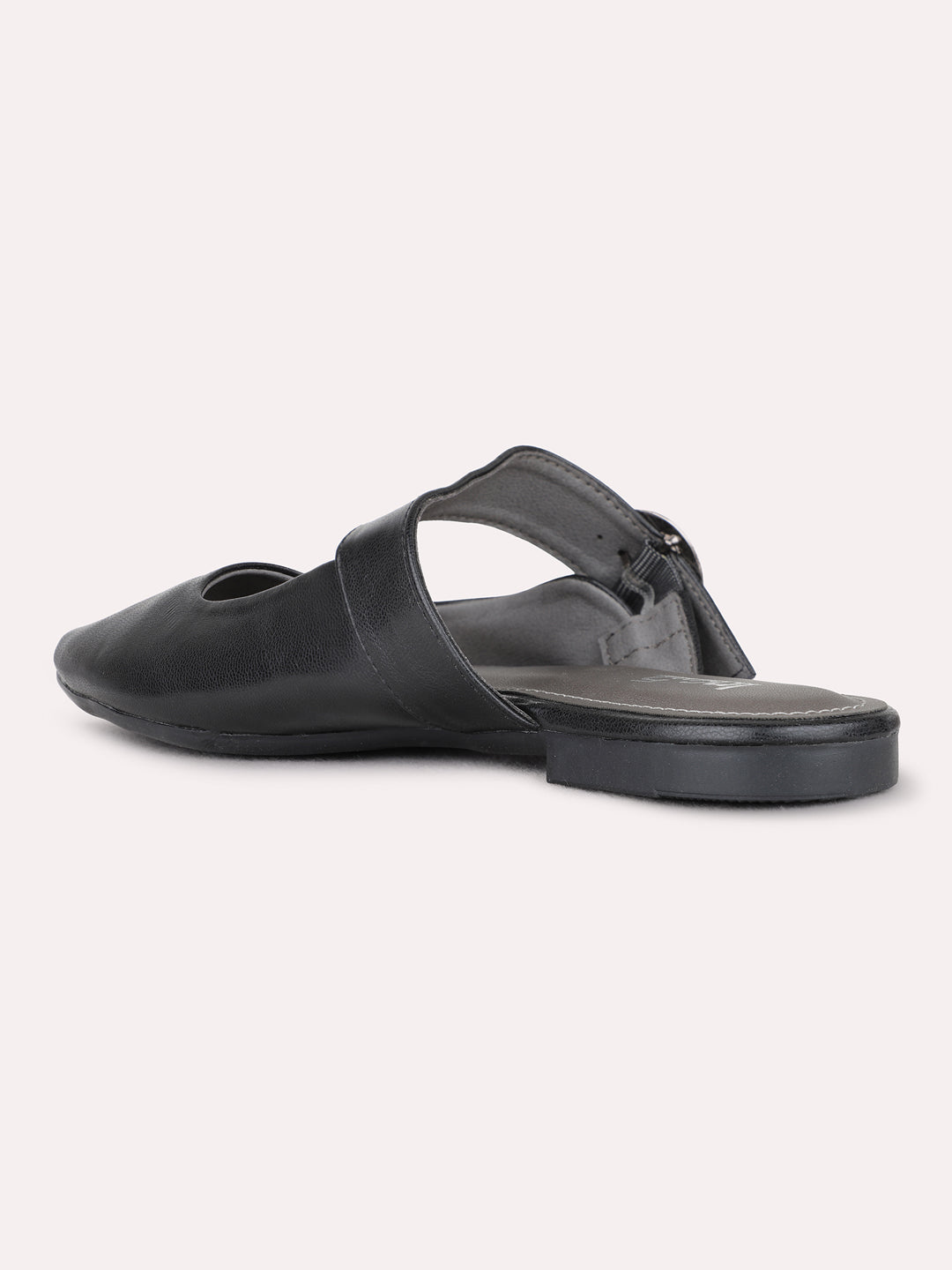 Womens Black Casual Solid One Toe Flats