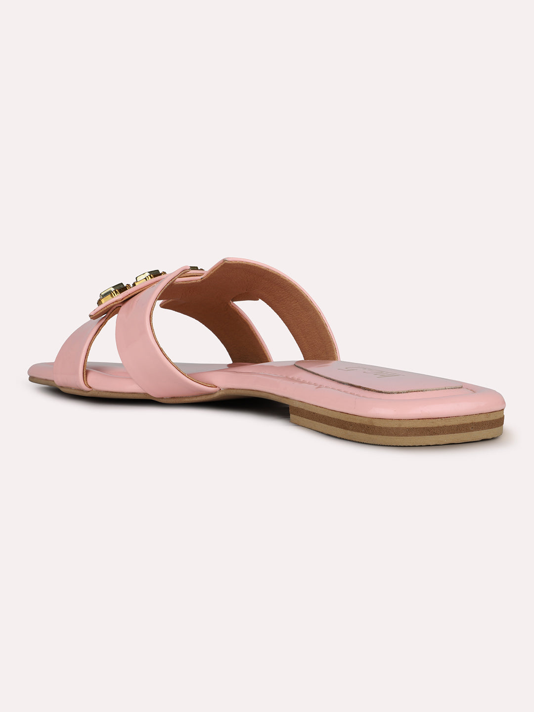 Womens Pink Solid Square Toe Casual Flats