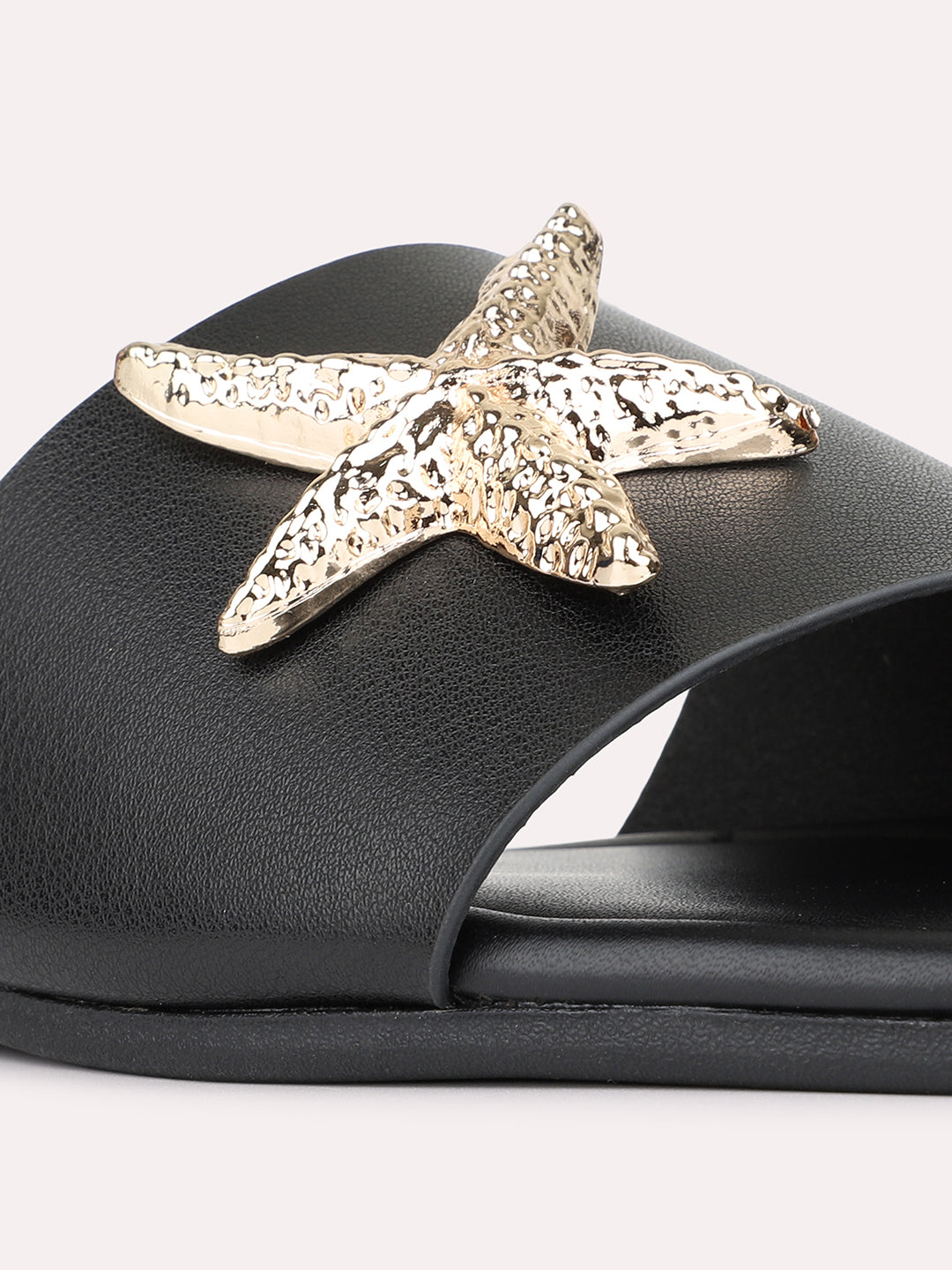 Womens Black Casual Solid Pattern Square Toe Shape Flat Slip-Ons