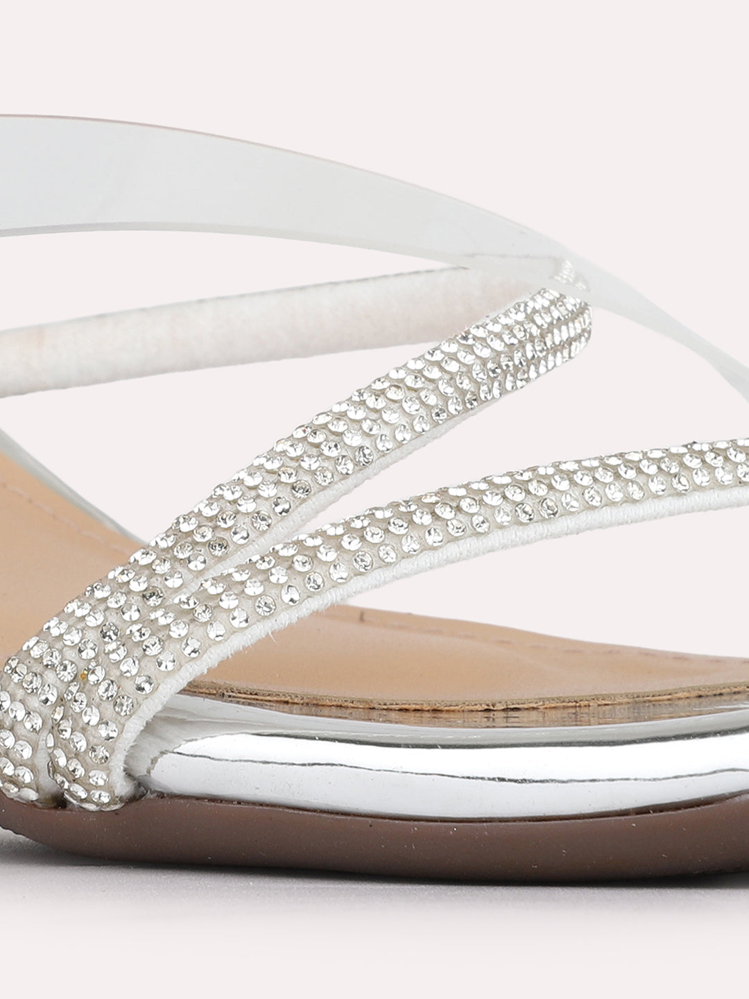 Womens Silver Ethnic Embellished Square Toe Block Heels