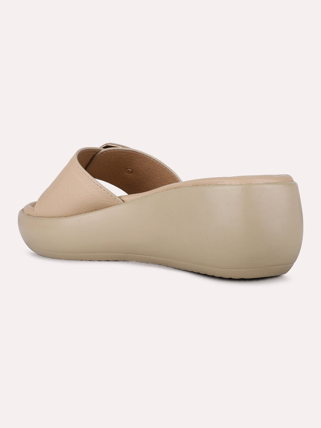 Womens Beige Casual Solid Round Toe Wedges