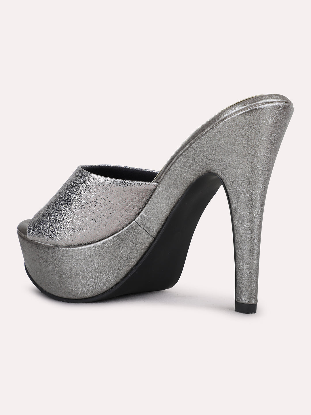 Womens Pewter Party Wear Solid Stiletto Heel Sandals