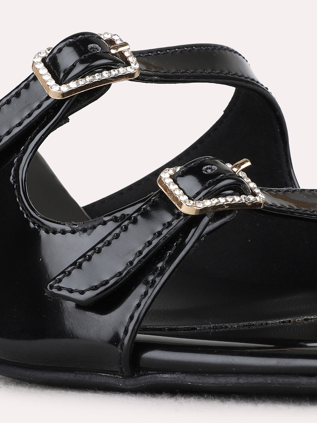 Womens Black Casual Solid Square Toe Stiletto Heels