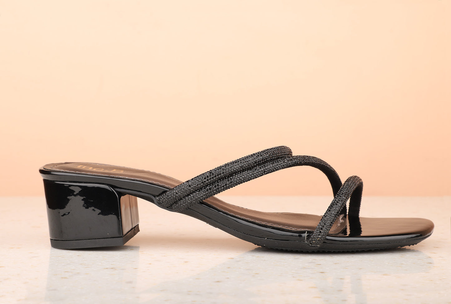 Women Black Embellished Party Block Sandals