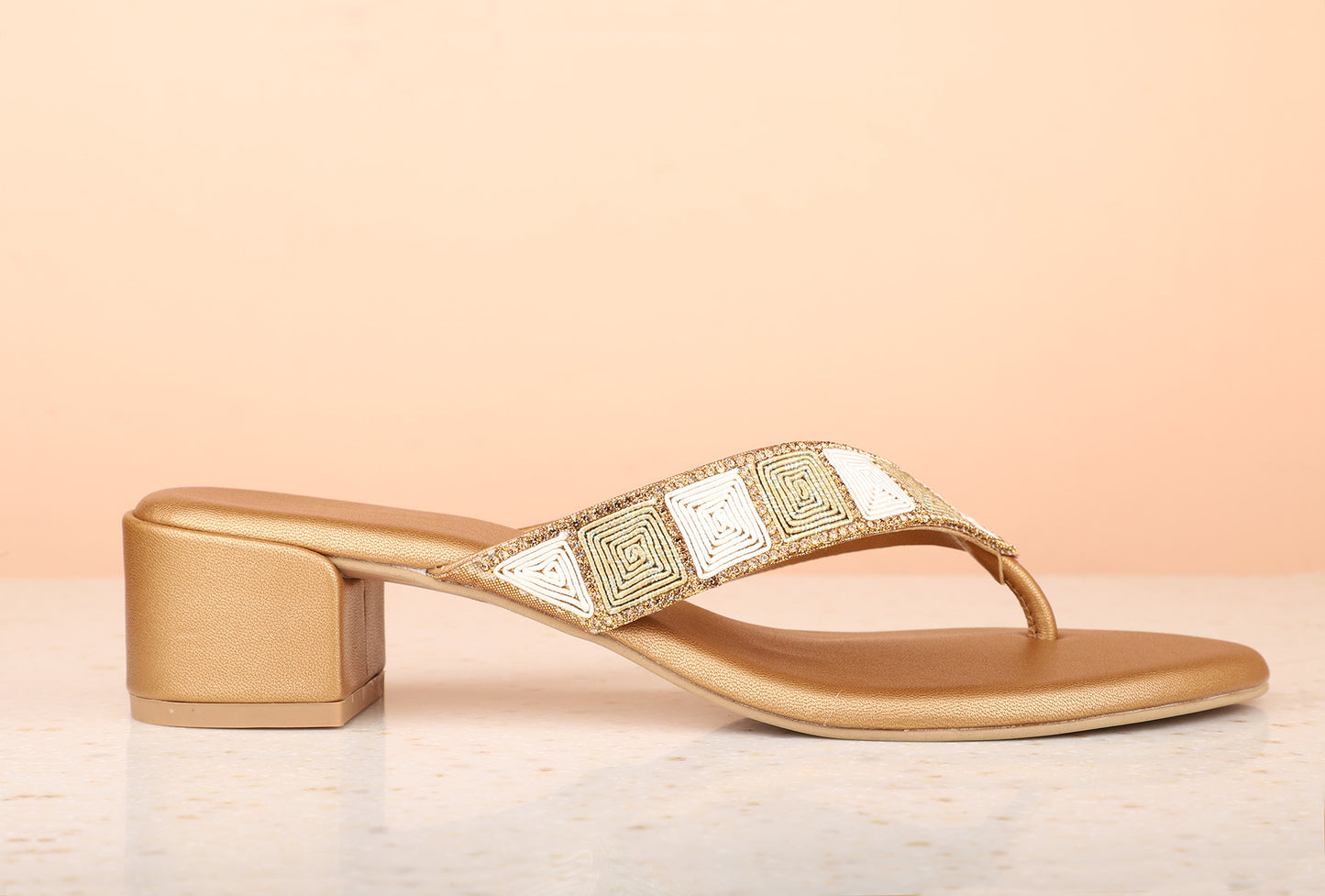 Women Antique Embellished Ethnic Block Heels