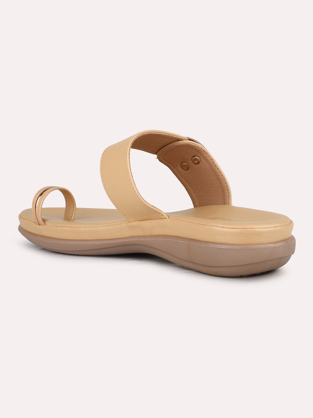 Womens Beige Casual Solid One Toe Flats