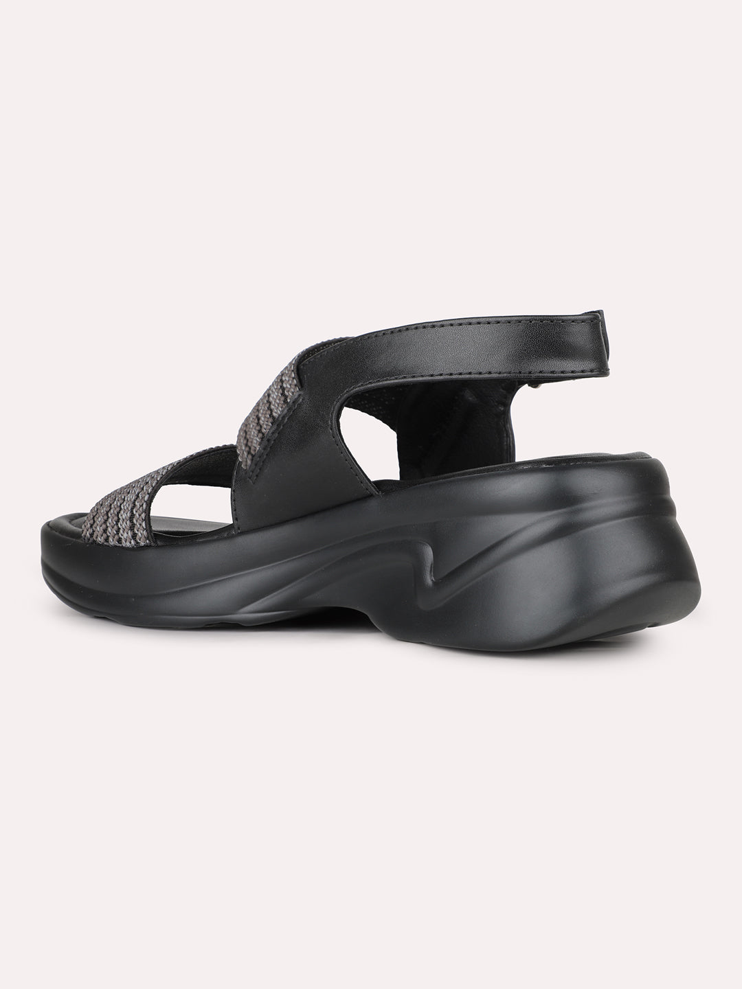 Women Black Casual Printed Round Toe Platform Heels