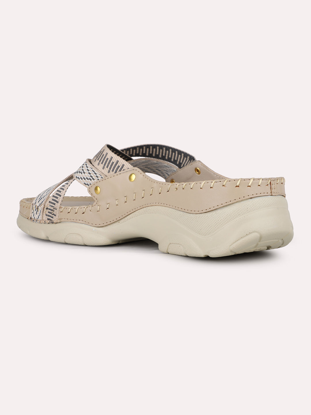 Womens Beige Party Wear Solid Open Toe Flats