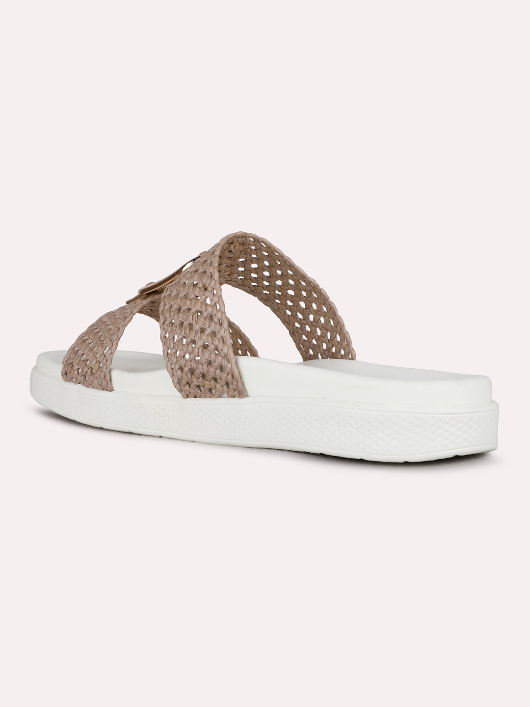 Womens Brown Casual Solid Open Toe Flat Sandals