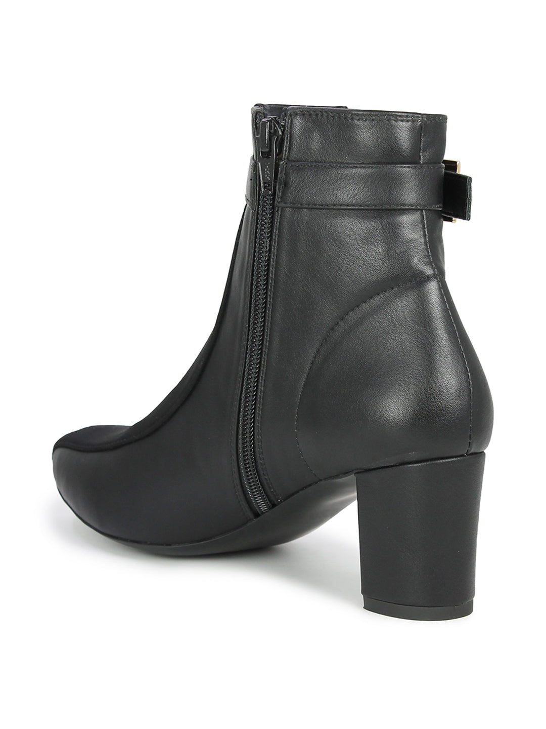 Block Heel Winter Wear Boots-Black