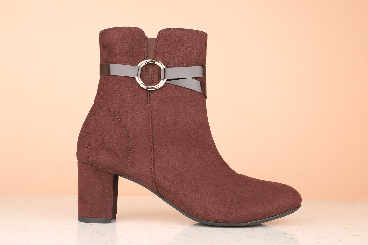 Women Brown Solid Block Heeled Boots