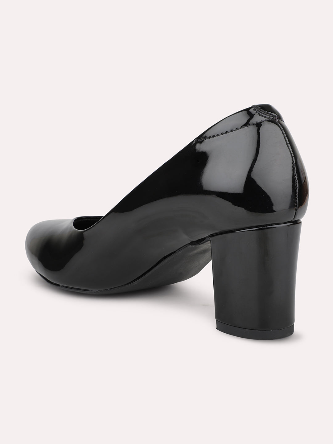 Women Black Pointed Toe Block Heel Pumps