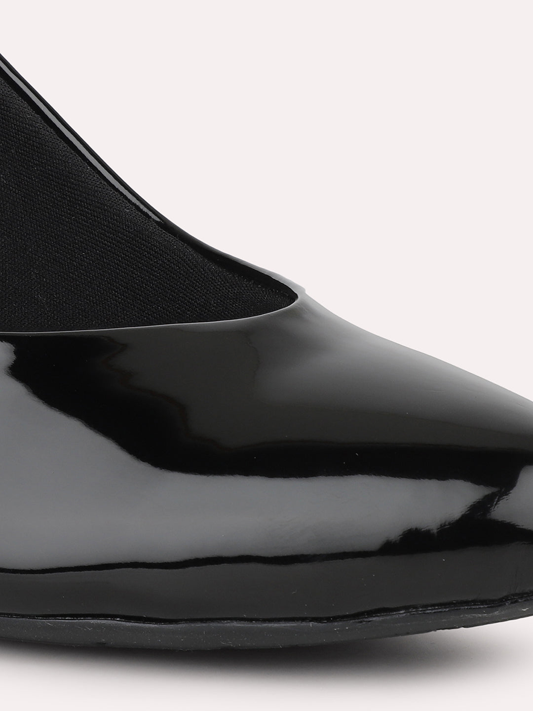 Women Black Pointed Toe Block Heel Pumps