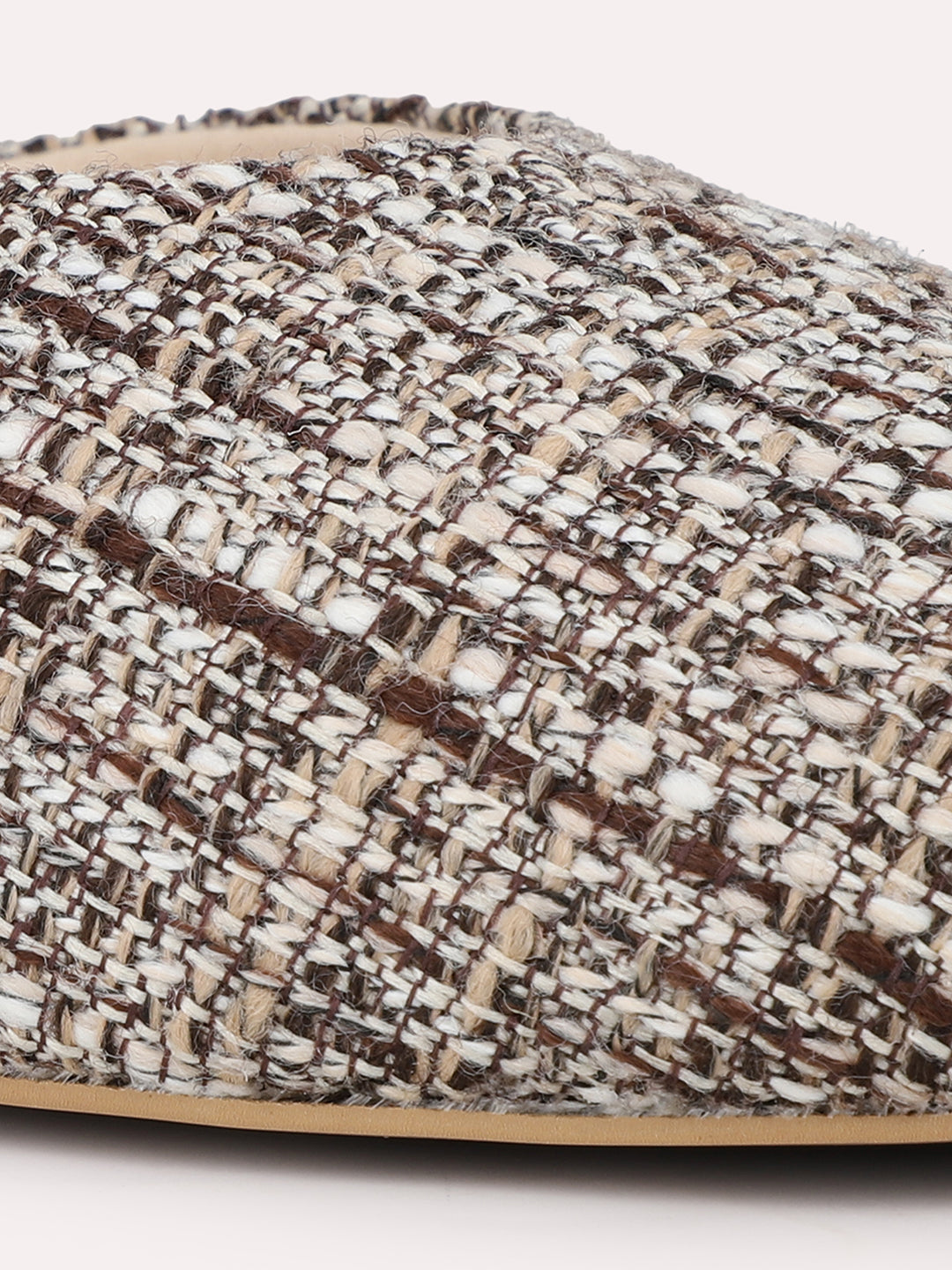 Womens Beige Party Wear Solid Heeled Mules