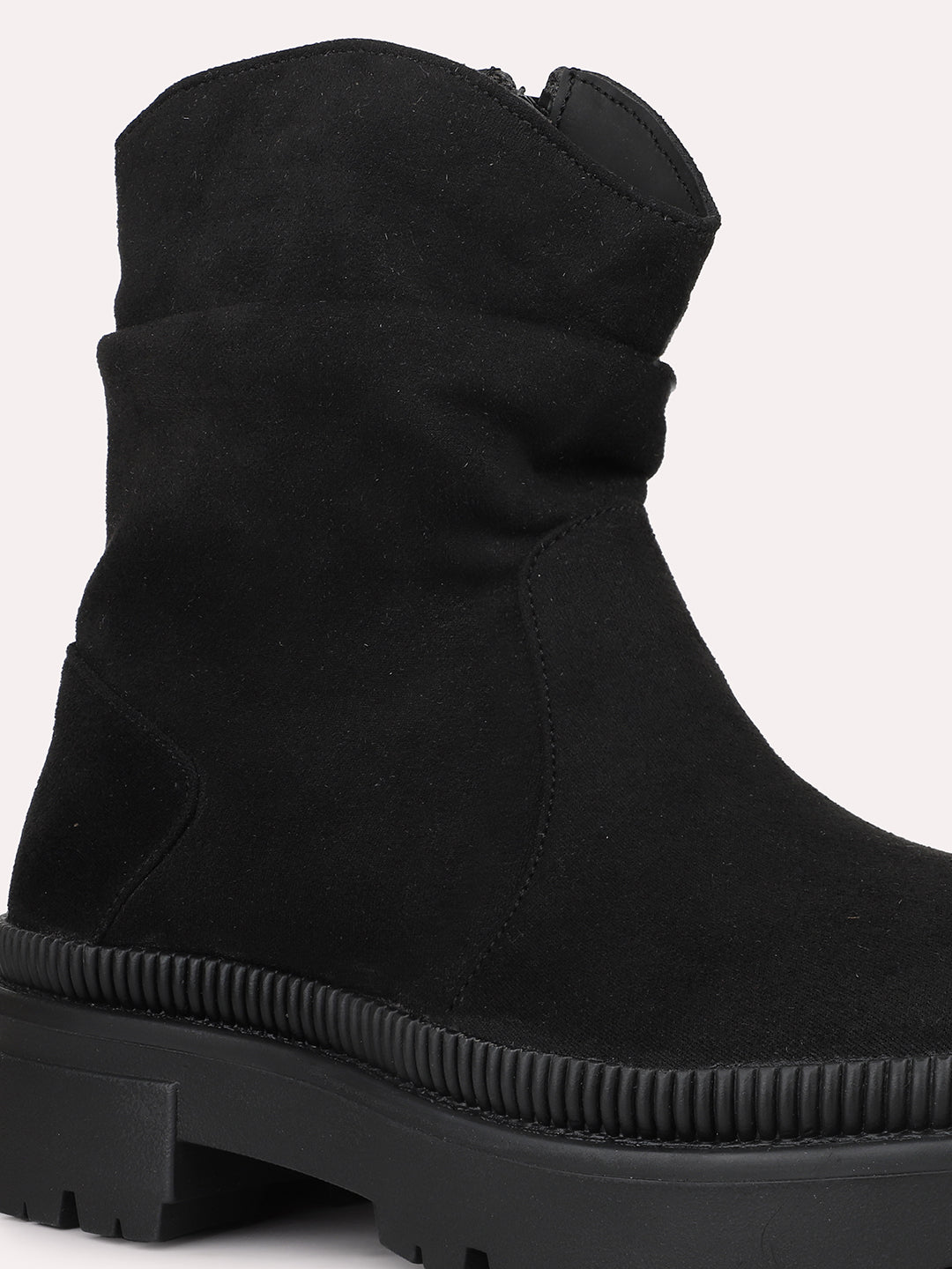 Womens Black Casual Solid Round toe Ankle Boots