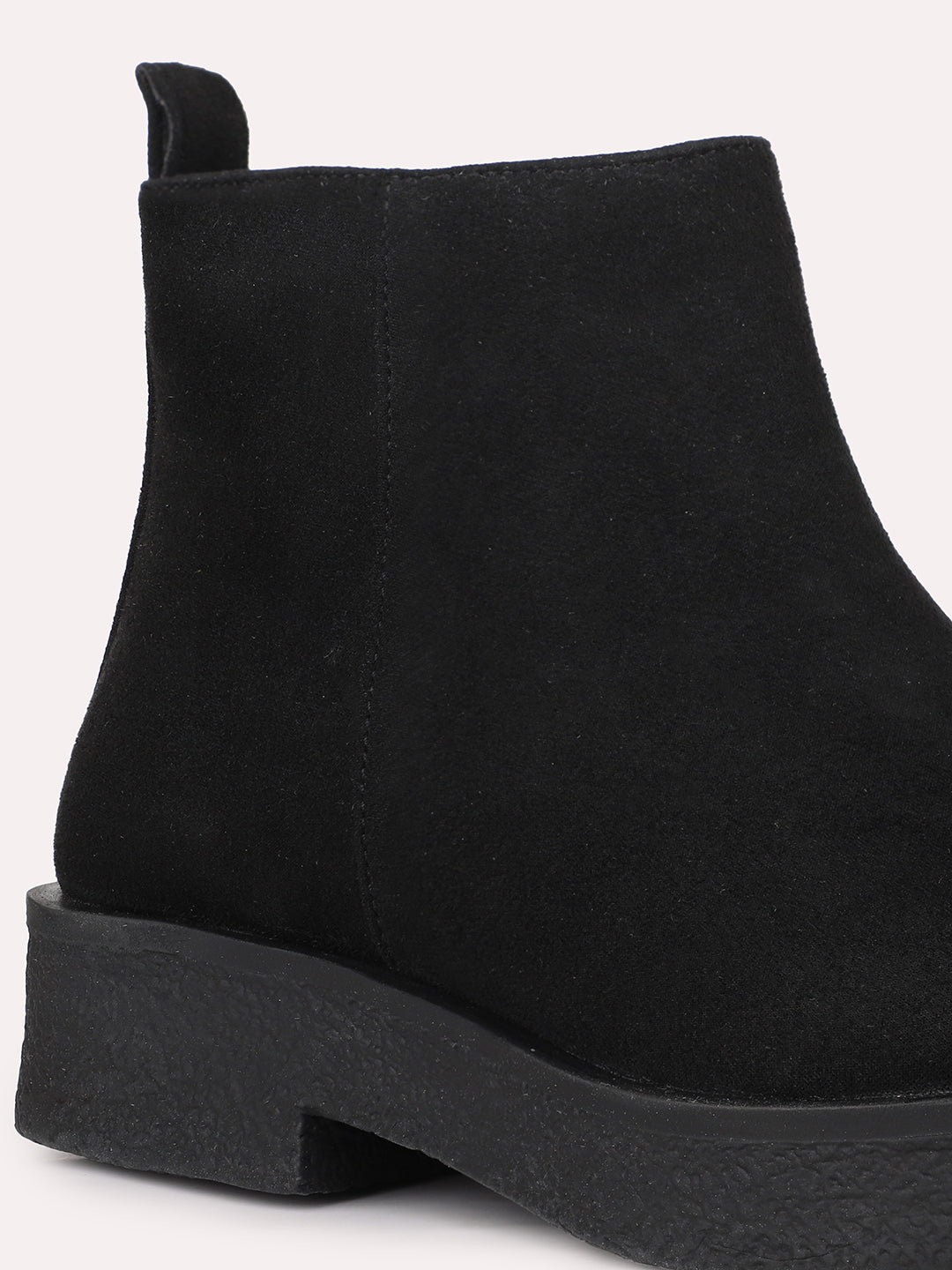 Womens Black Casual Solid Round toe Ankle Boots