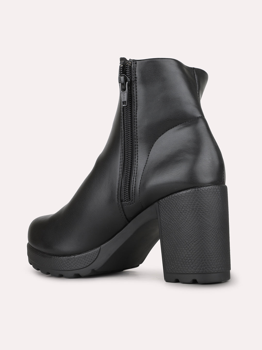 Womens Black Party Wear Solid Round Toe Ankle Boots