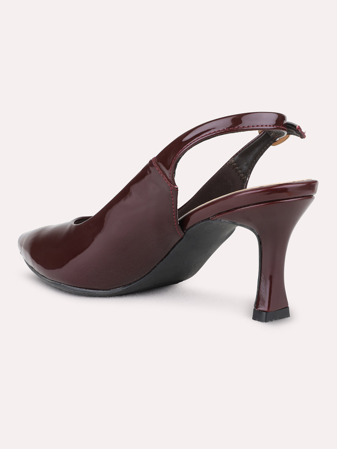 Womens Maroon Party Wear Solid Pointed Toe Heel Kitten Heel Sandals