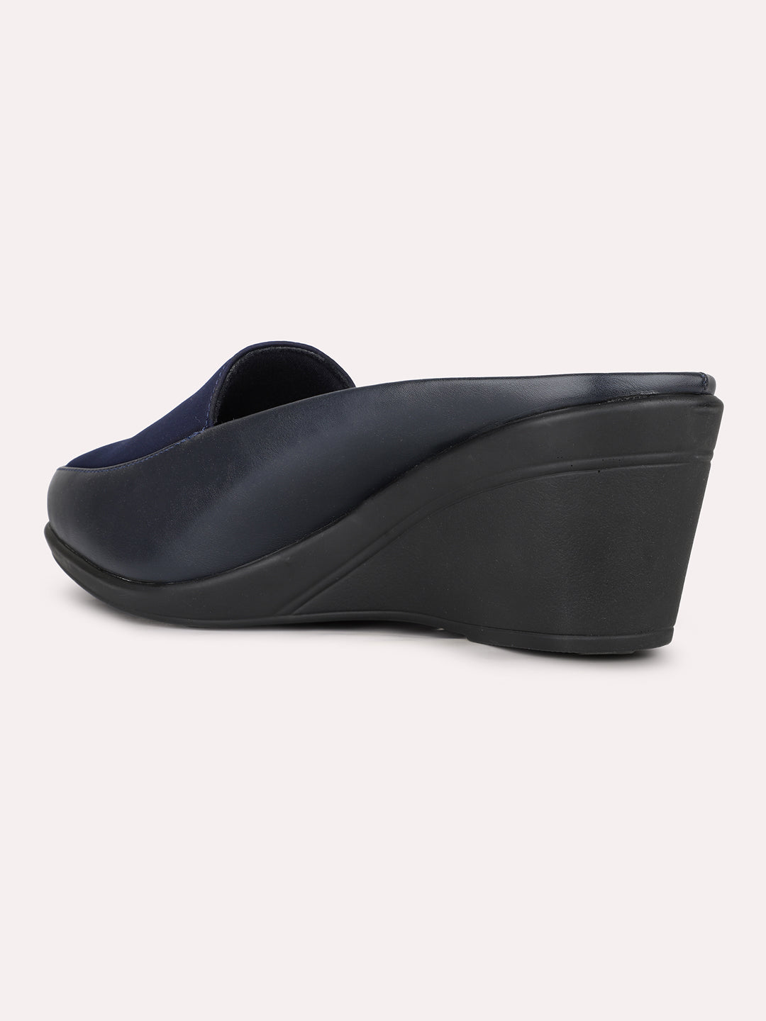 Womens Navy Casual Solid Pointed Wedge Heel Sandals