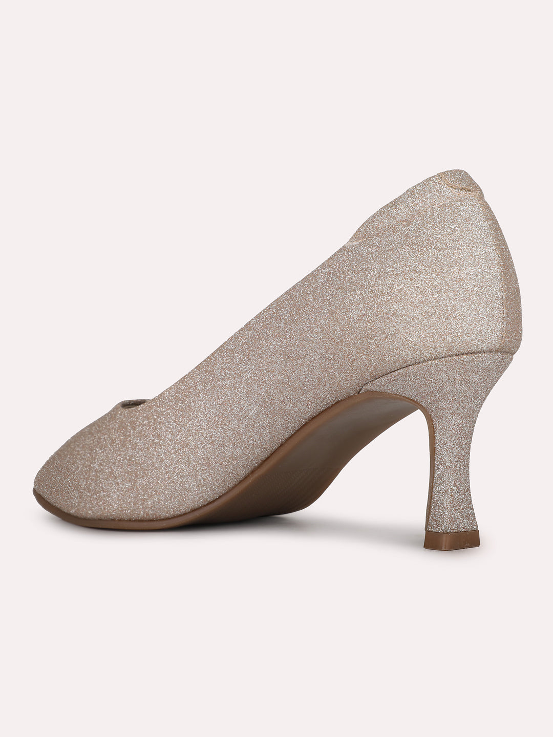 Womens Rose Gold Party Wear Solid Round Toe Pumps