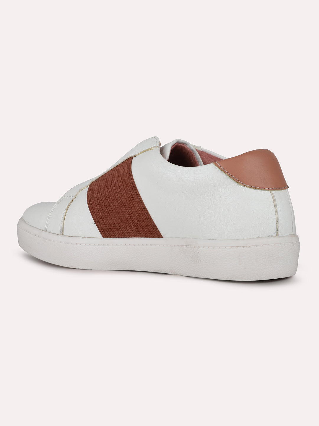 Womens Peach Casual Solid Round Toe Sneakers