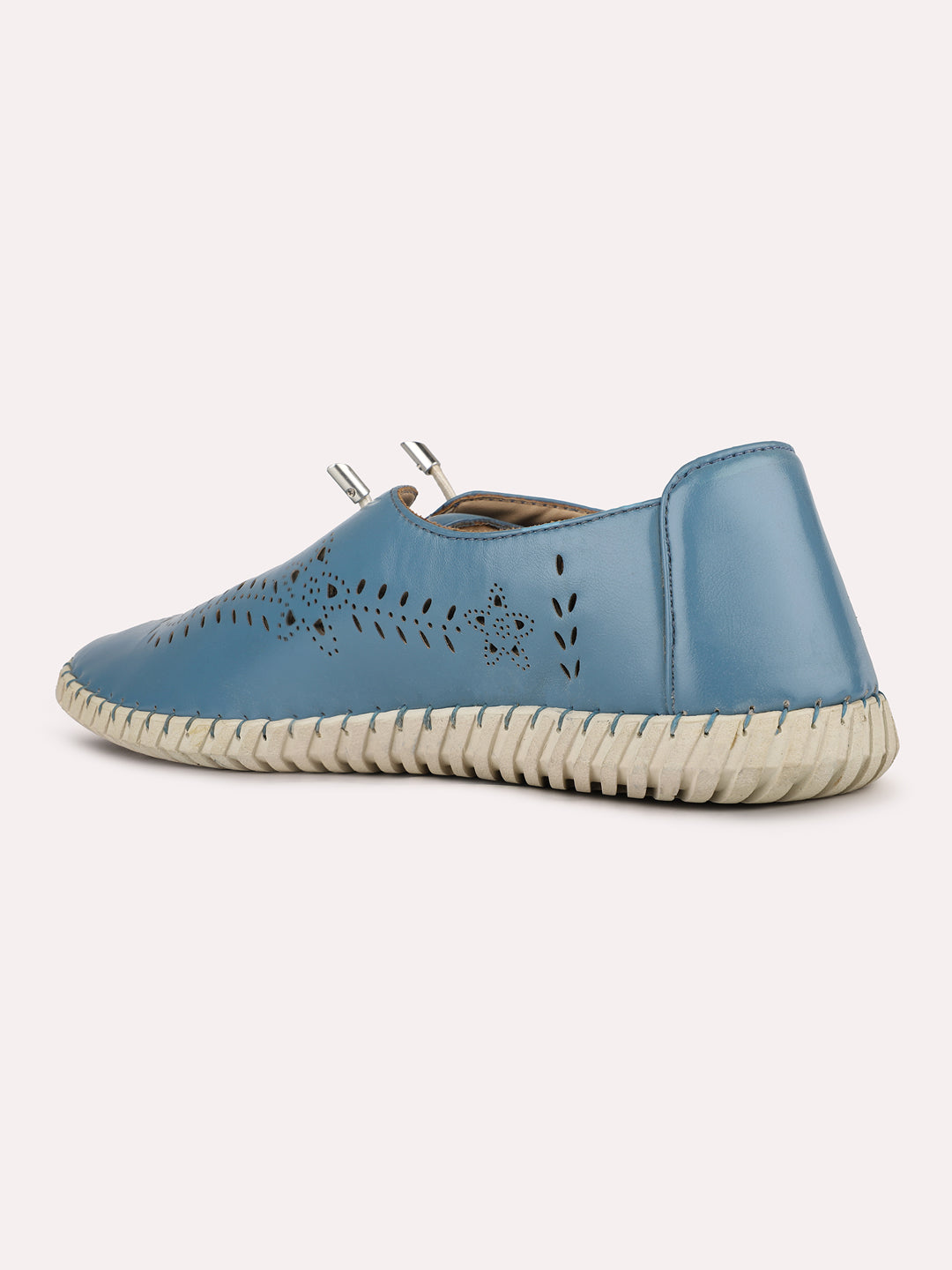 Women Blue Casual Solid Round Toe Lace-up Shoes