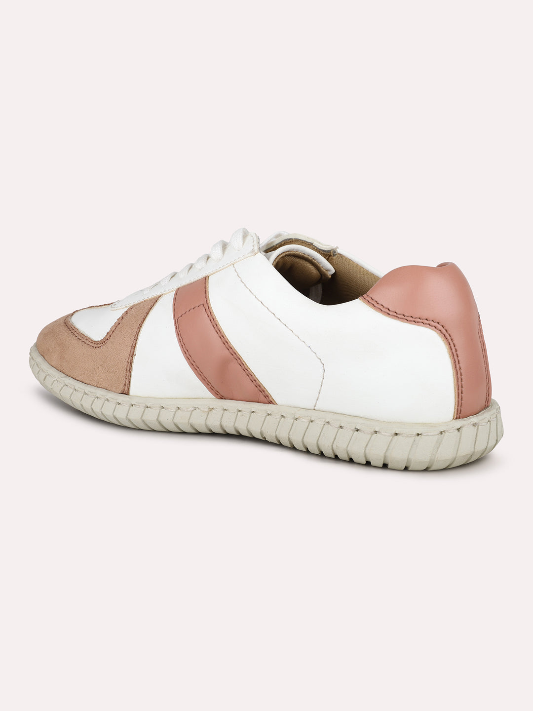 Womens Peach Casual Solid Round Toe Sneakers