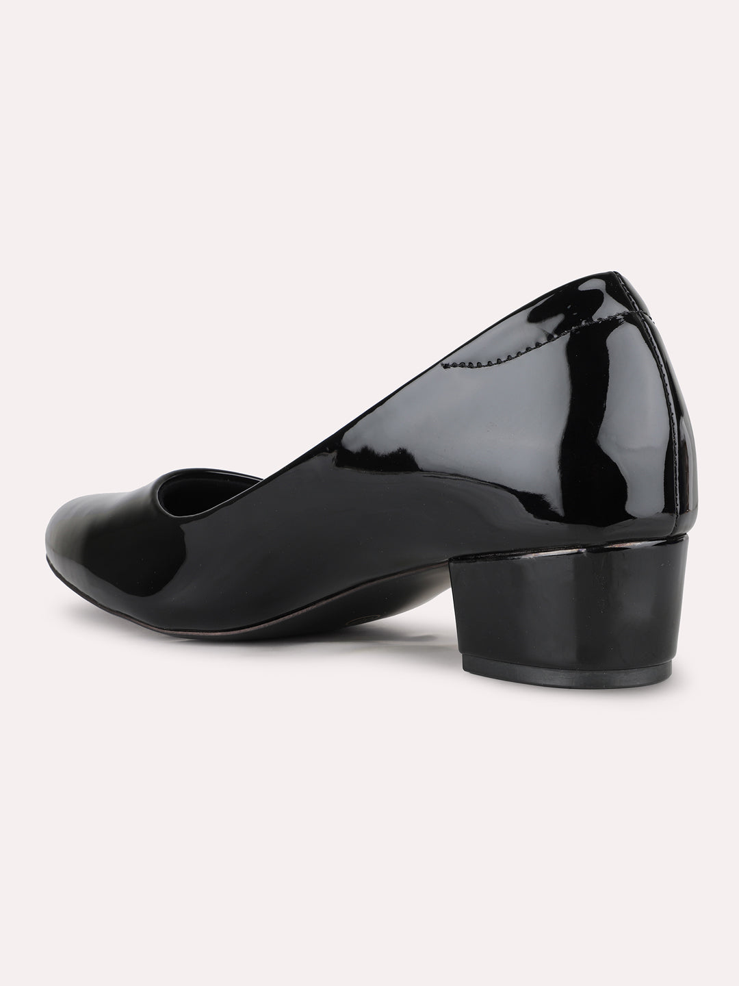 Women Black Casual Wear Solid Pattern Pointed Block Heel Pumps