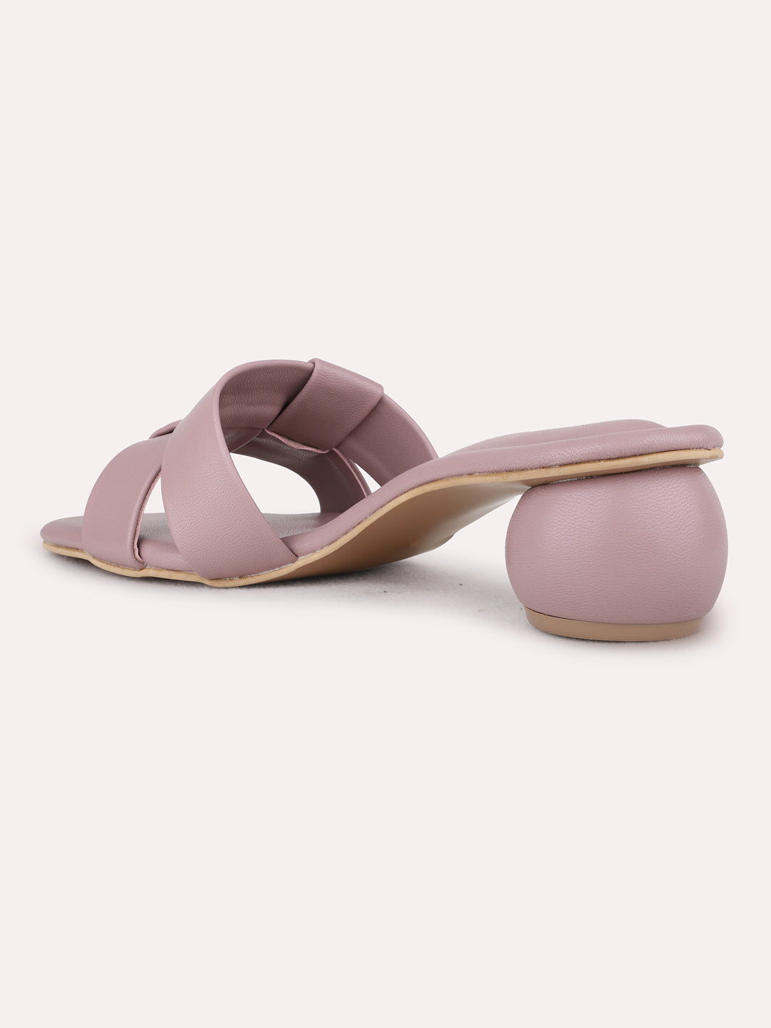 Womens Pink Party Wear Solid Block Heel Sandals