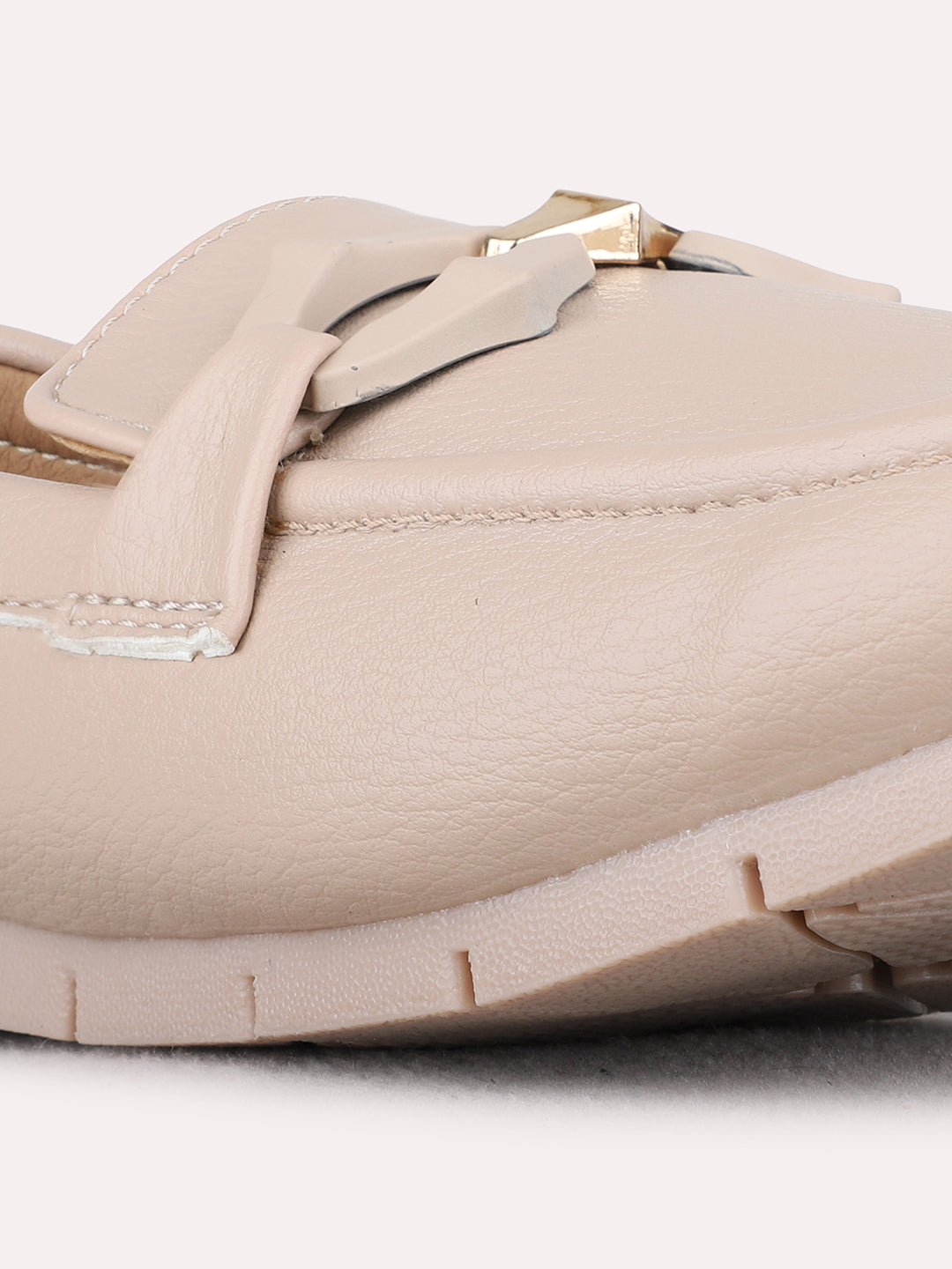 Womens Beige Casual Solid Round Toe Loafers
