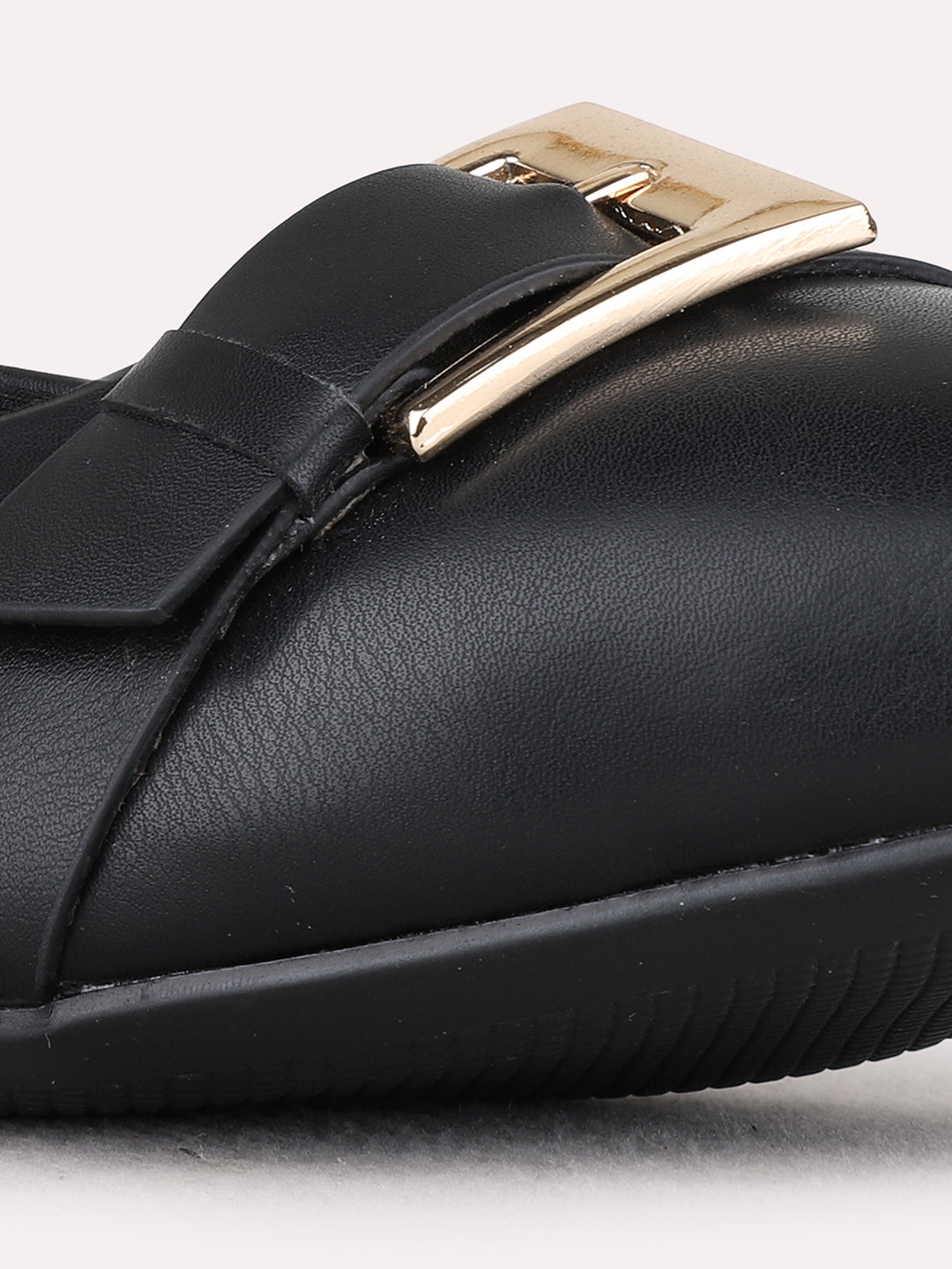 Womens Black Casual Solid Round Toe Ballerinas