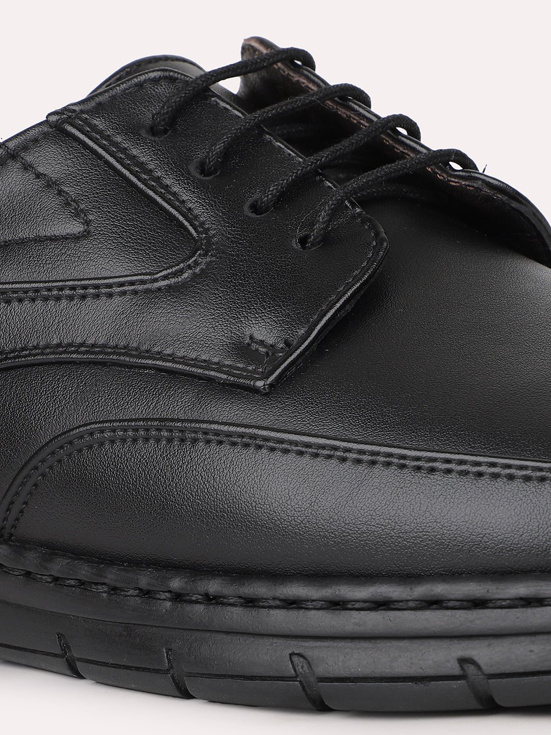 Men Black Formal Lace-Up Derby Shoes