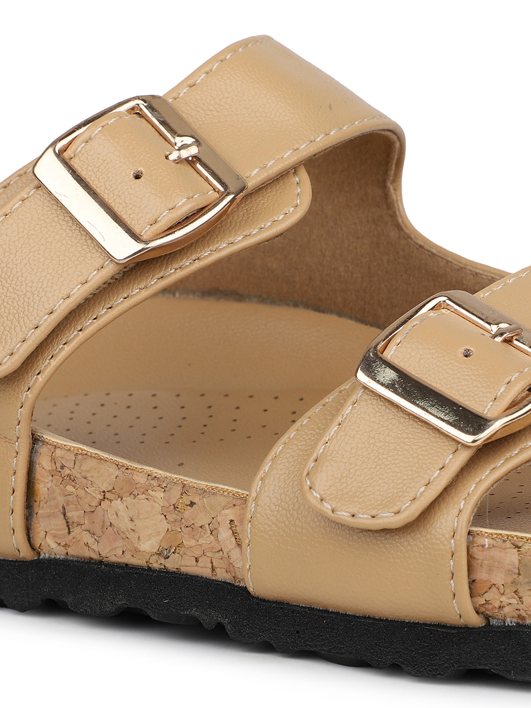 Womens Beige Casual Solid Open Toe Flats
