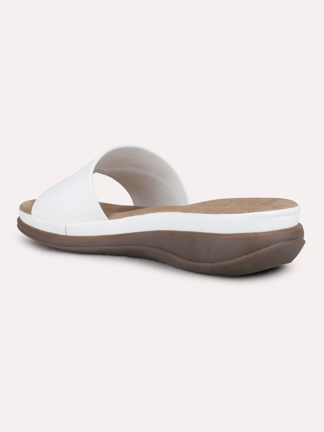 Womens White Casual Solid Open Toe Flat Sandals