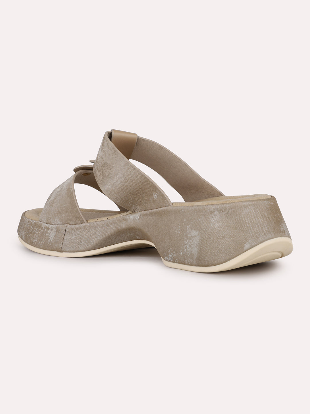 Women Beige Party Wear Solid Pointed Platform Heel Sandals