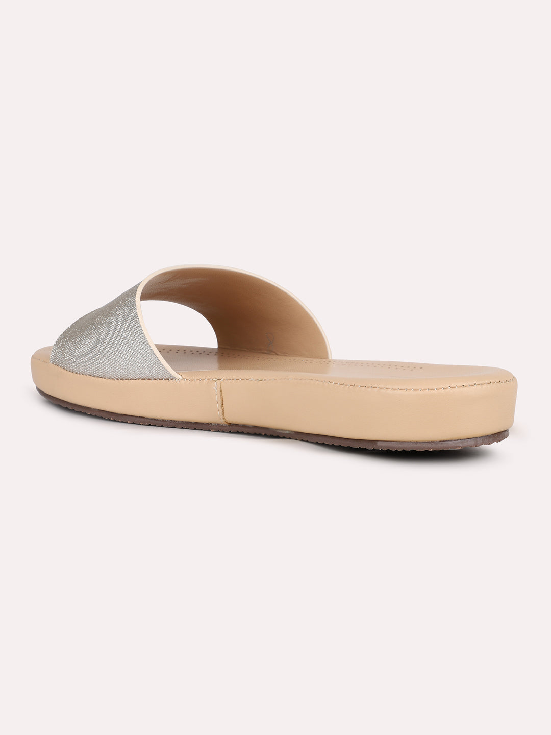 Womens Golden Casual Solid Open Toe Flats