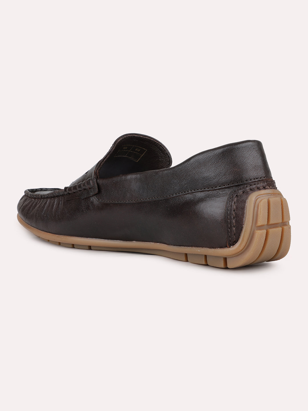 Mens Brown Solid Round Toe Casual Loafers Shoes