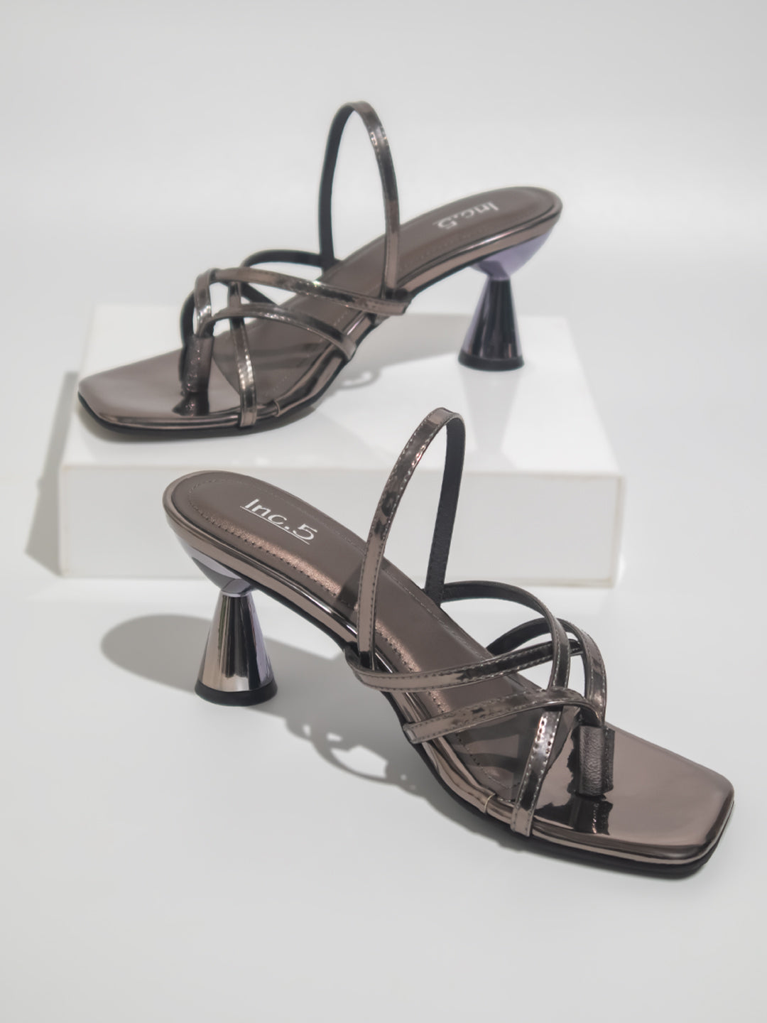 Pewter kitten shop heel sandals