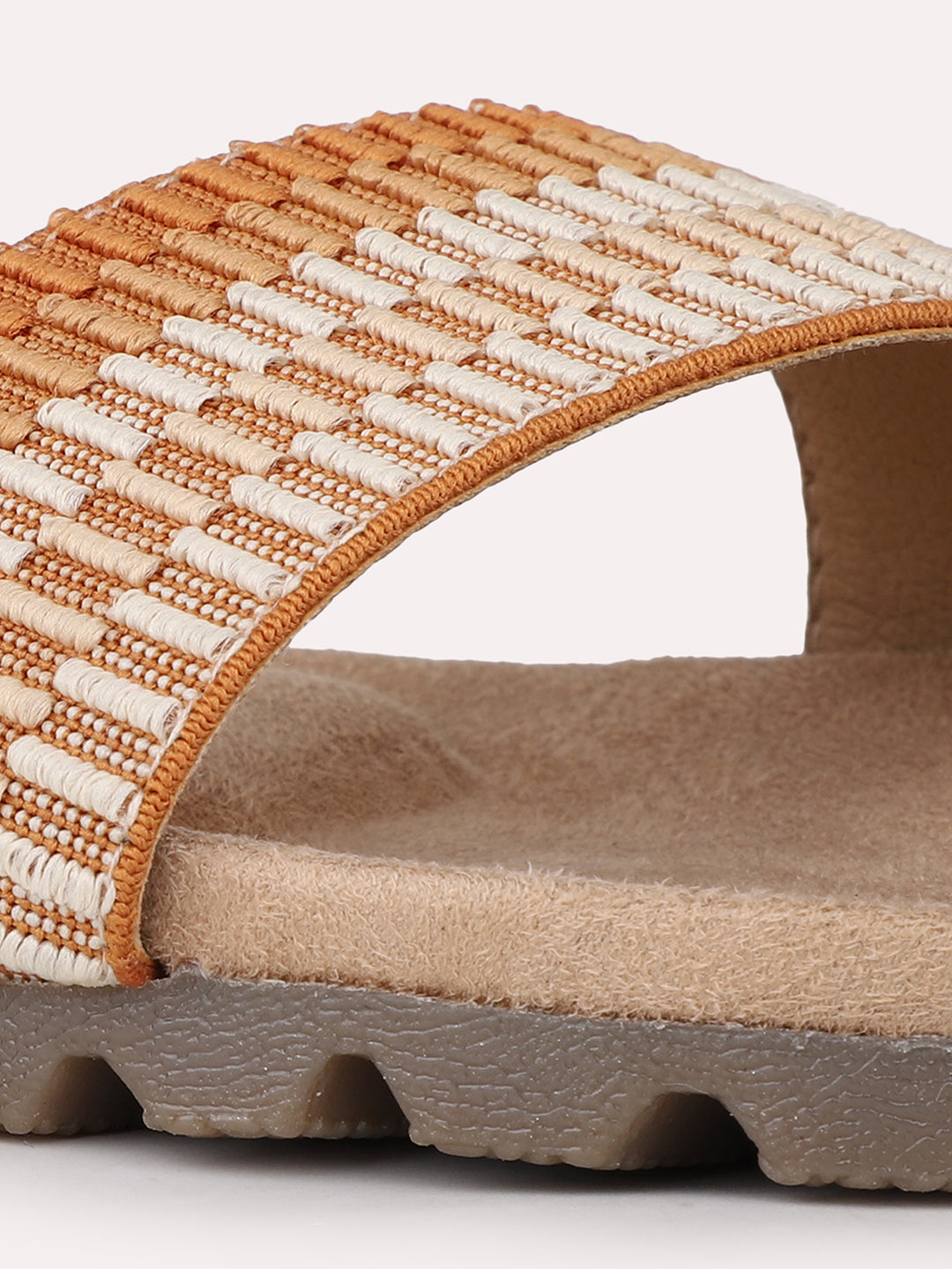 Womens Beige Casual Solid Round Toe Flats