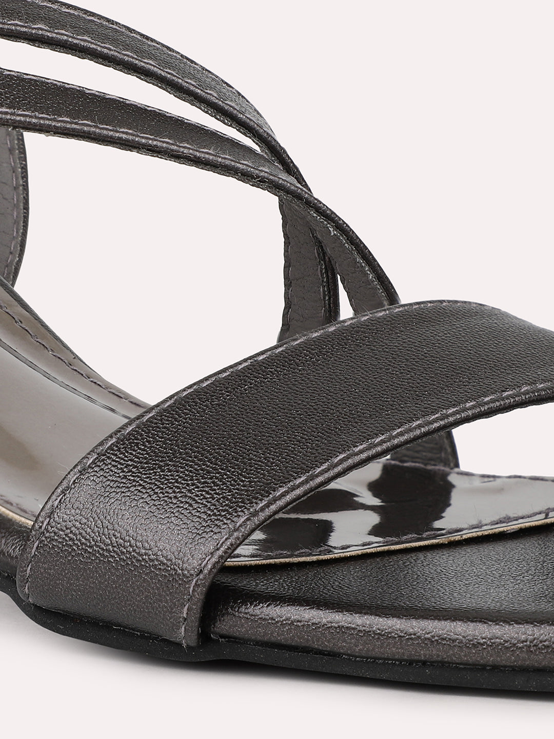 Womens Pewter Party Wear Solid Square Toe Heels