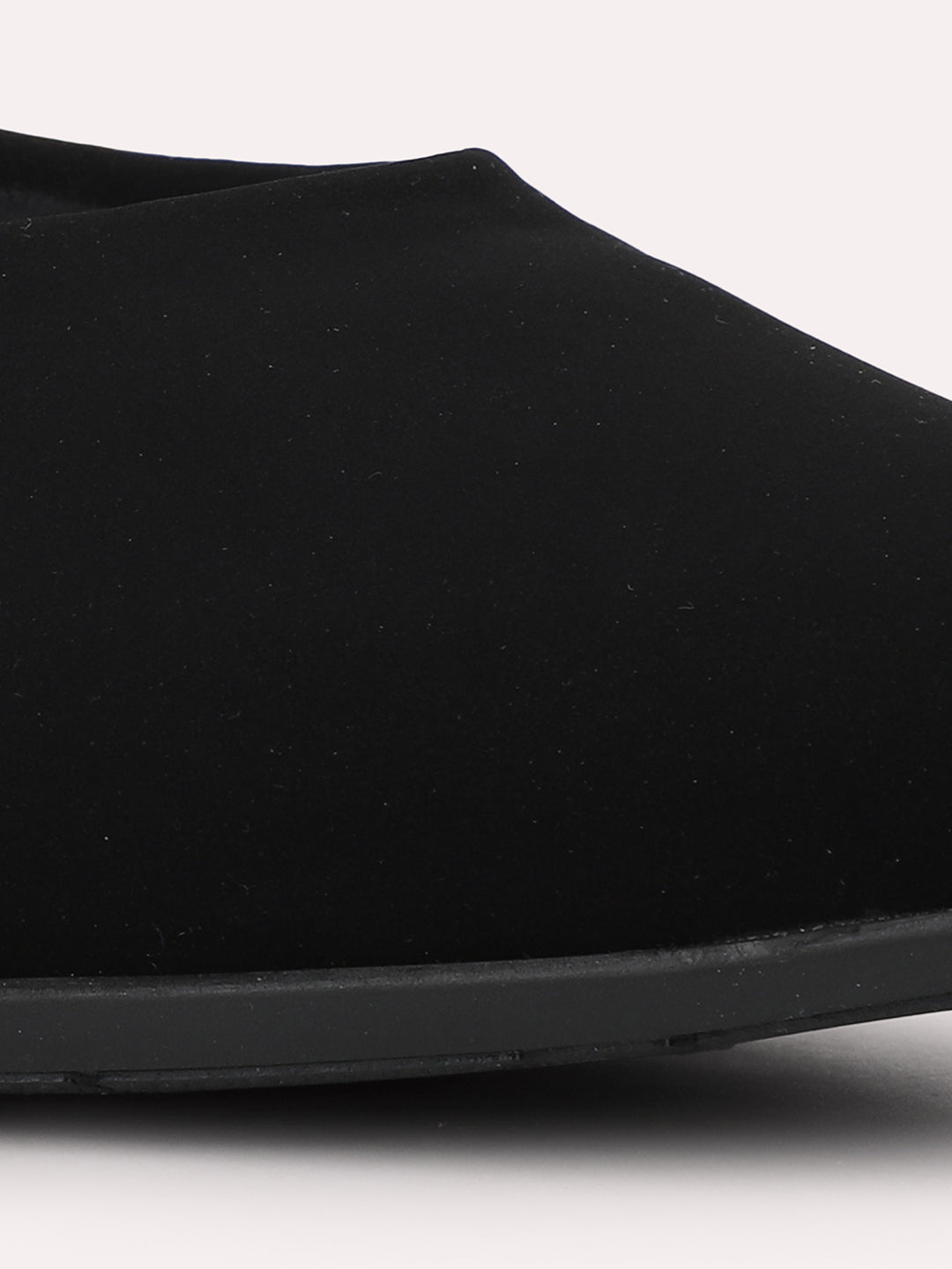 Womens Black Party Wear Solid Pointed Toe Block Heel Mule Sandals